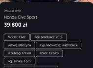 Grajewo ogłoszenia: Sprzedam-HONDA  Civic 1,8 rok-2012.
Kolor-czarny, stan... - zdjęcie