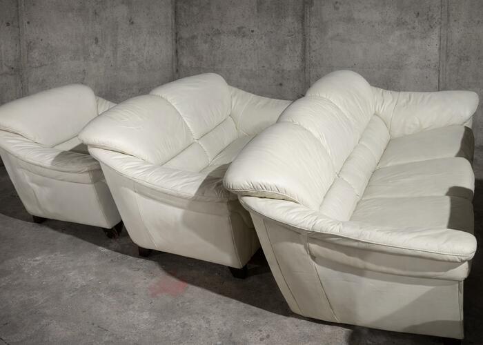 Grajewo ogłoszenia: Zestaw mebli ze skóry naturalnej : kanapa trzyosobowa, kanapa...